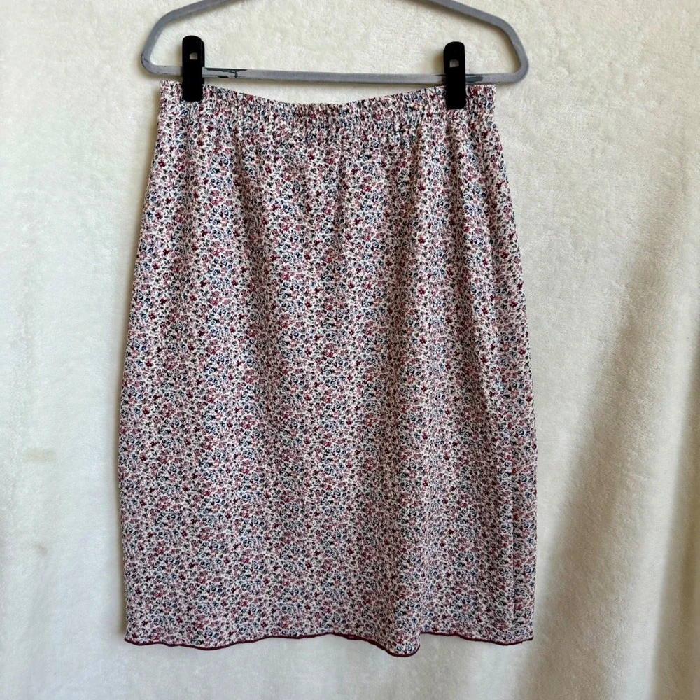 Hem & Thread Ditsy Floral Midi Skirt Grandmillennial Elastic Waist Womens L
